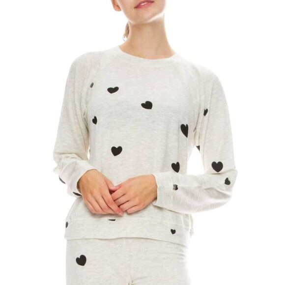 Monrow Heart Print Sweatshirt‎ - Ash sz med - Picture 1 of 8